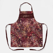 Tablier Chic burgundy gold abstract floral name apron (Recto)