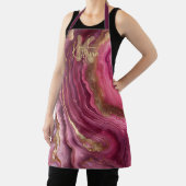 Tablier Chic Burgundy Pink Rose Agate Gold Glitter Marble (Insitu)