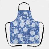 Tablier Chic Delft Bleu Blanc Chinoiserie Fleur Monogramme (Recto)