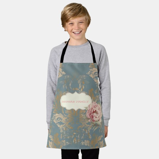 Tablier Chic Elegant Gold Damask Roses (Porté)