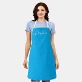 Tablier Chic Elegant script Nom Cyan Blue (Porté)