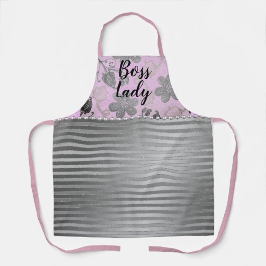 Tablier Chic Floral "Boss Lady" (Recto)