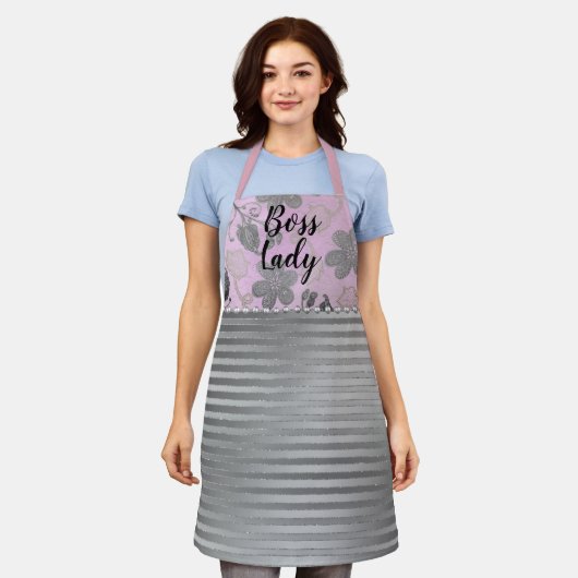 Tablier Chic Floral "Boss Lady" (Porté)