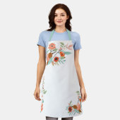 Tablier Chic Floral Girl Hummingbird Design Blanc (Porté)