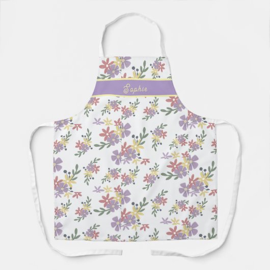 Tablier Chic Floral Purple Pattern Baking (Recto)