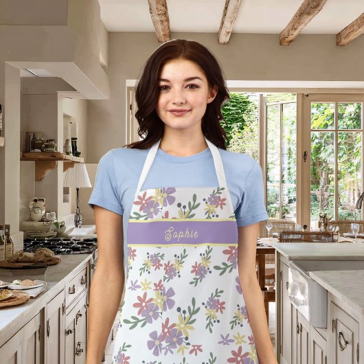 Tablier Chic Floral Purple Pattern Baking