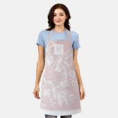 Tablier Chic Français Agricole Peony Monogramme rose clair (Porté)