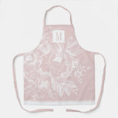 Tablier Chic Français Agricole Peony Monogramme rose clair (Recto)