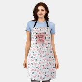 Tablier Chic Love Lettering Pink Black Heart Apron (Porté)