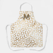 Tablier Chic moderne or blanc léopard Cheetah Monogramme (Recto)