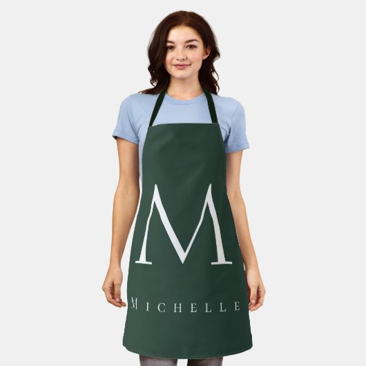 Tablier Chic monogramme professionnel uni ajouter votre no (Porté)