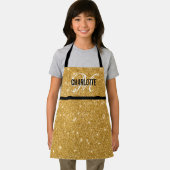 Tablier Chic noir or parties scintillant monogramme nom fi (Insitu)