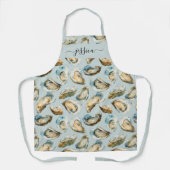 Tablier Chic oysters pattern script name apron (Recto)