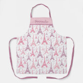 Tablier Chic Paris Eiffel Tour rose violet Design (Recto)