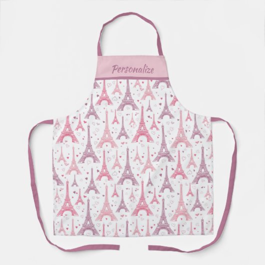 Tablier Chic Paris Eiffel Tour rose violet Design (Recto)