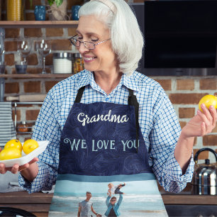 Tablier Chic personnalisé Texte photo grand-mère cadeau bl