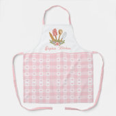 Tablier Chic Pink Kitchen Utensils Bow Elegance Gingham (Recto)