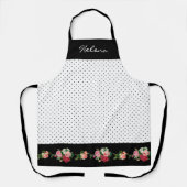 Tablier Chic Pois personnalisés avec frontière Rose (Recto)