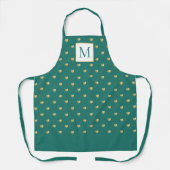 Tablier Chic Polka Dot Gold Hearts Monogramme Turquoise (Recto)