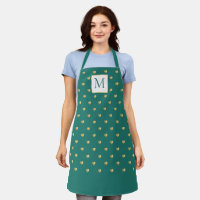 Chic Polka Dot Gold Hearts Monogramme Turquoise
