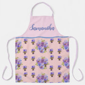 Tablier Chic Polka Pot rose Floral Shabby Viola Pansy (Recto)