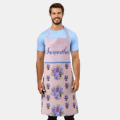 Tablier Chic Polka Pot rose Floral Shabby Viola Pansy (Porté)