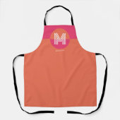 Tablier Chic Rétro Rose Orange Géométrique Monogramme Mode (Recto)
