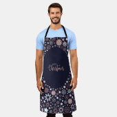 Tablier Chic rose or métal flocons d'hiver  (Porté)