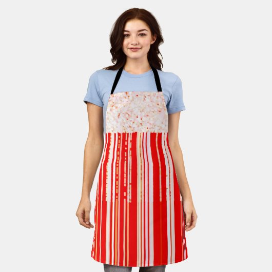 Tablier Chic rouge et blanc (Porté)