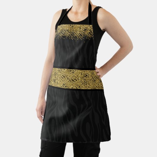 Tablier Chic Wild Zebra modèle or Parties scintillant-Look (Insitu)