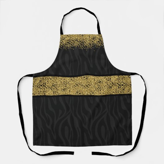 Tablier Chic Wild Zebra modèle or Parties scintillant-Look (Recto)