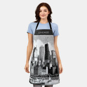 Tablier Chicago Black White Apron (Porté)