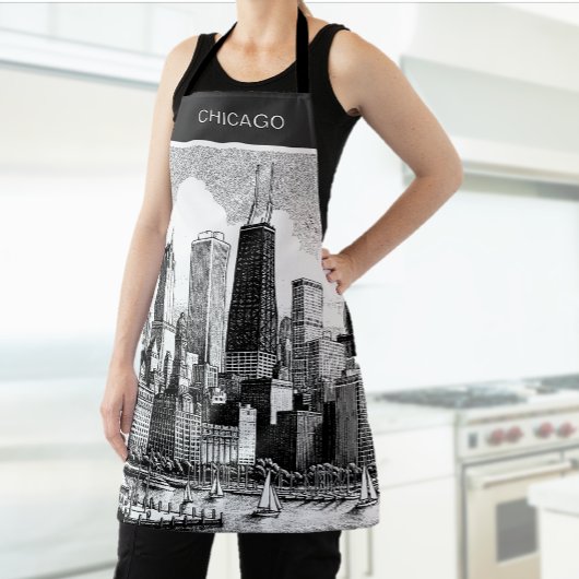 Tablier Chicago Black White Apron