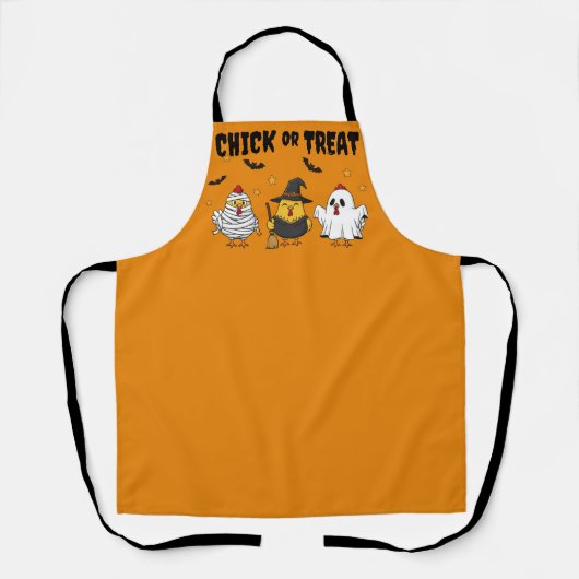Tablier Chick ou traitement Drôle Poulets Halloween (Recto)