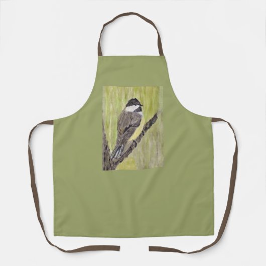 Tablier Chickadee Bird - peinture acrylique. (Recto)