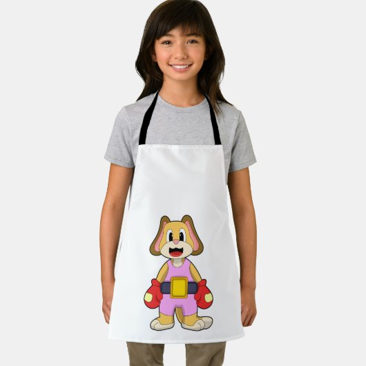 Tablier Chien à la boxe avec gants de boxe (Insitu)