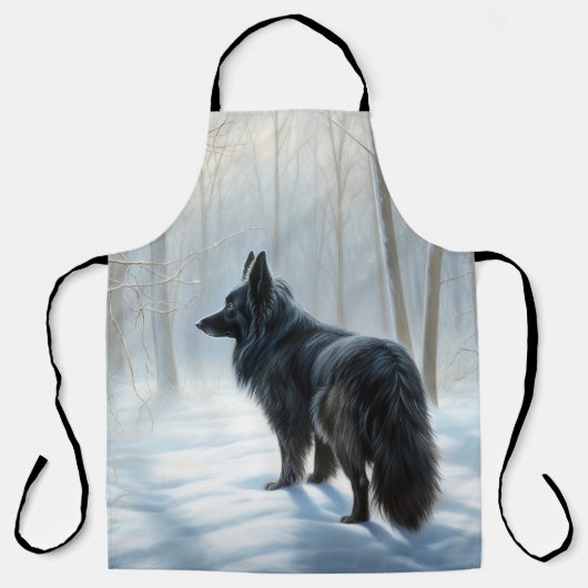 Tablier Chien à neiger belge Noël (Recto)