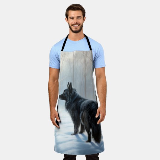 Tablier Chien à neiger belge Noël (Porté)