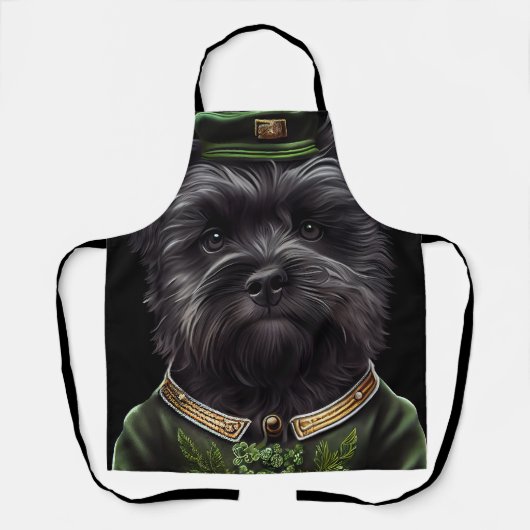 Tablier Chien Affenpinscher en Robe de la Saint Patrick (Recto)