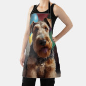 Tablier Chien Airedale avec gâteau et ballons (Insitu)