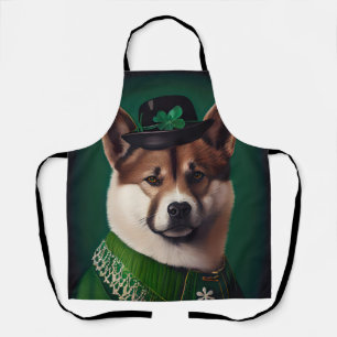 Tablier chien akita en robe de la Saint-Patrick