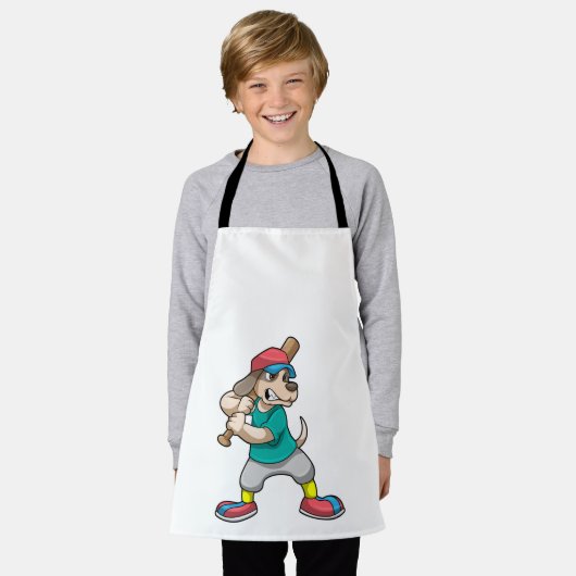 Tablier Chien au baseball avec batte de baseball (Porté)