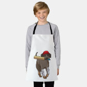 Tablier Chien au cricket avec batte de cricket (Porté)