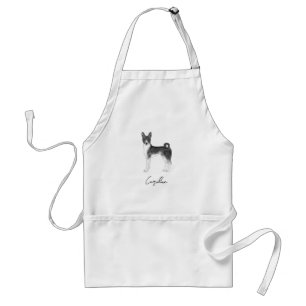 Tablier Chien Basenji Mignon En Noir Et Blanc & Texte Pers
