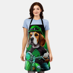 Tablier Chien Beagle conduisant un vélo la Saint-Patrick