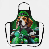 Tablier Chien Beagle conduisant un vélo la Saint-Patrick (Recto)
