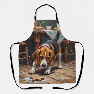 Tablier Chien Beagle traquant un biscuit de Noël, une œuvr