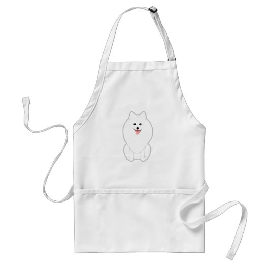 Tablier Chien blanc mignon. Spitz ou Pomeranian. (Devant)