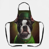 Tablier Chien Boston Terrier en robe de la Saint-Patrick (Recto)