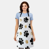 Tablier Chien canin noir et tan empreinte de patte blanc (Porté)